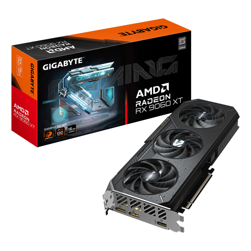 TARJETA DE VIDEO GIGABYTE (GV-R9060XTGAMING OC-16GD) RX 9060 XT,16GB GDDR6,PCIE 5.0,HDMI,2*DP,3 FAN